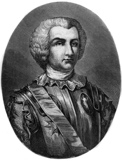 Portrait de Thomas Arthur (1702-66) Comte de Lally - Gravure de 1863 dans « Le Livre Rouge - Histoire De L