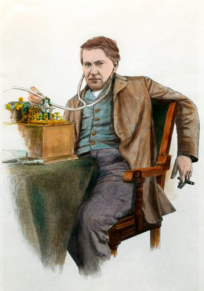 Portrait de Thomas Edison (1847-1931), physicien américain. Gravure vers 1900. Collection privée - Anonymous Anonymous
