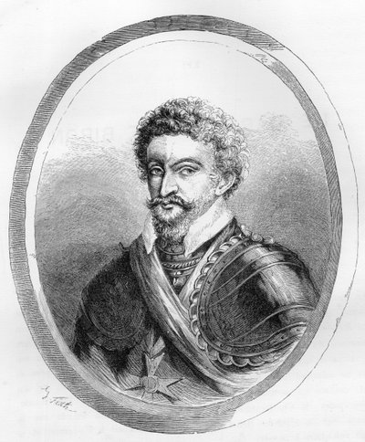 Portrait du maréchal Charles de Gontaut, Baron, puis Duc de Biron (1562-1602) - Gravure de 1863 dans « Le Livre Rouge - Histoire De L