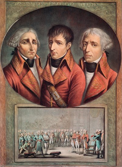Portrait des trois consuls Cambacérès, Napoléon Bonaparte et Charles-François Lebrun (gravure) - Anonymous Anonymous