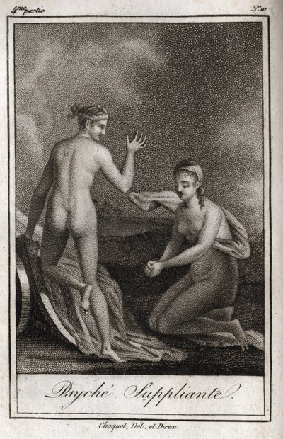 Psyché suppliant. Gravure de 1819 dans « Lettres à Émilie sur la mythologie » par Charles Albert Demoustier (1760-1801). Collection privée - Anonymous Anonymous
