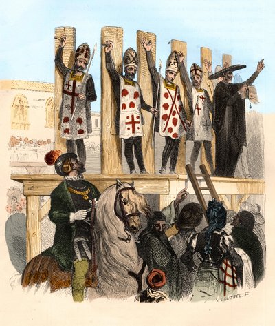 Punition du clou au 16e siècle. Illustration dans « Mystères de l