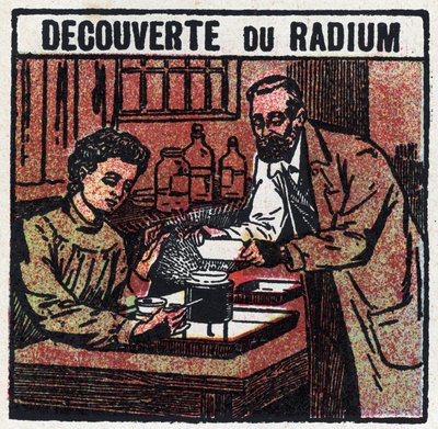Radium : radium découvert par Pierre (1859-1906) et Marie Curie (1867-1934) en 1898. Illustration anonyme de 1925. Collection privée. - Anonymous Anonymous