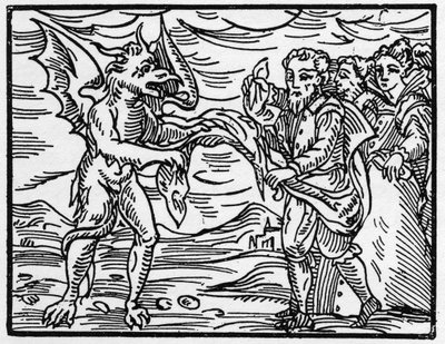 Satan dépouille les sorciers de leurs vêtements - « Compendium Maleficarum », traite des sorcières, de leurs maux et de leurs sortilèges par Francesco Maria Guazzo ou Guaccio ou Guaccius (15?? -16??) 1608 Collection Privée - Anonymous Anonymous
