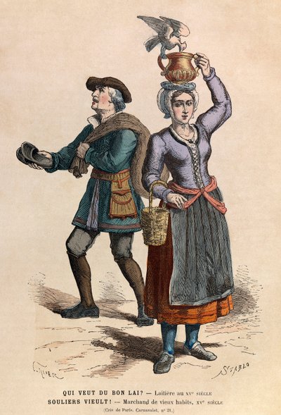 Vendeurs de lait et de vêtements d