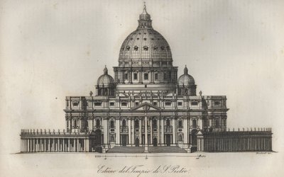 Basilique Saint-Pierre à Rome. Gravure de "Usi e Costumi di Tutti i Popoli dell