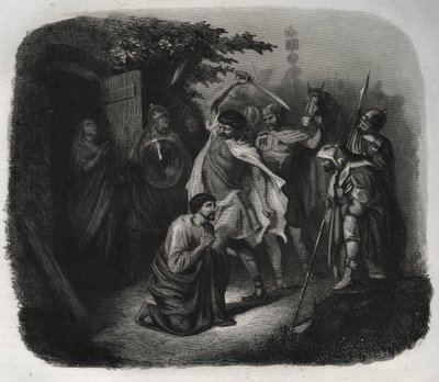 La Décollation de Saint Julien (martyre). Gravure de 1846 dans « Vies des saints ». Collection privée. - Anonymous Anonymous