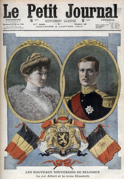 Les nouveaux souverains de Belgique - Le roi Albert Ier et la reine Élisabeth de Bavière - Dans « Le Petit Journal » de janvier 1910 - Albert Ier roi de Belgique (1875-1934) avec son épouse Élisabeth de Bavière (1876-1965) - Anonymous Anonymous