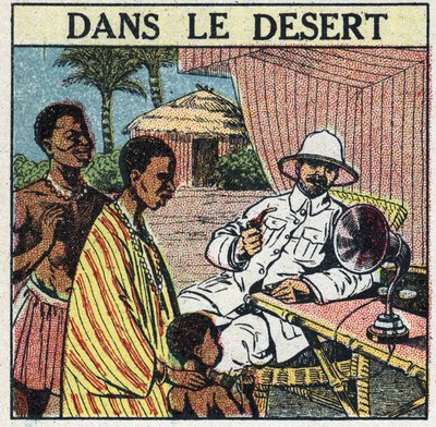 La T.S.F. utilisée dans le désert en Afrique. Illustration anonyme de 1925. Collection privée. - Anonymous Anonymous