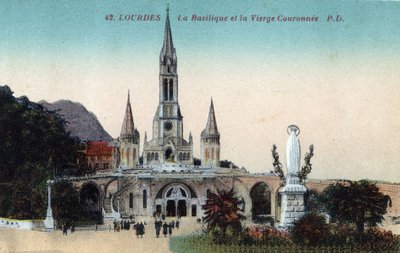 La basilique et la Vierge couronnée à Lourdes - Hautes-Pyrénées (65) vers 1900 - Anonymous Anonymous