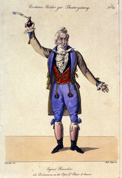Le basse Giuseppe Frezzolini (1789-1861) interprétant le Docteur Dulcamara dans l