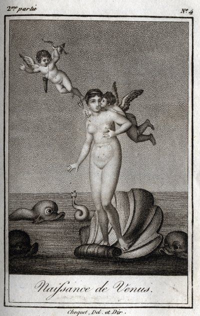 La naissance de Vénus. Gravure de 1819 dans "Lettres à Emilie sur la mythologie" par Charles Albert Demoustier (1760-1801). Collection privée. - Anonymous Anonymous