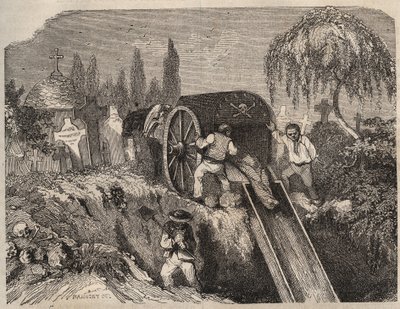 Le cimetière du bagne de Brest au XIXe siècle. Gravure dans "Histoire des bagnes depuis leur création à nos jours" (1877) par Pierre Zaccone (1817-1895). Collection privée. - Anonymous Anonymous