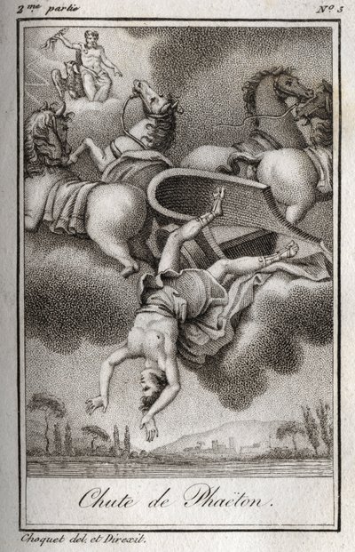 La chute de Phaéton. Phaéton, incapable de contrôler le char d