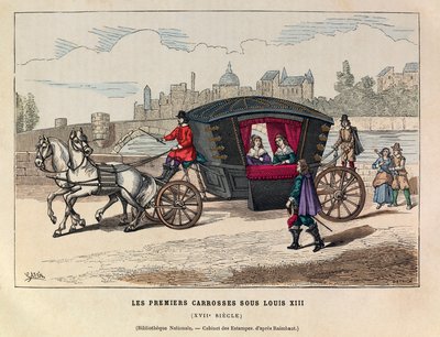 Les premières voitures sous le règne du roi Louis XIII au 17e siècle (collection privée) - Anonymous Anonymous