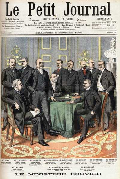 Le ministère de Rouvier : En bas de gauche à droite : Joseph Ruau (1865-1923), Ministre de l