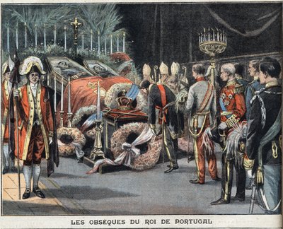 Les obsèques du roi du Portugal Charles Ier (1863-1908) assassiné le 1er février 1908. Gravure du journal «Le Petit Parisien», le 23/02/1908. Collection privée. - Anonymous Anonymous