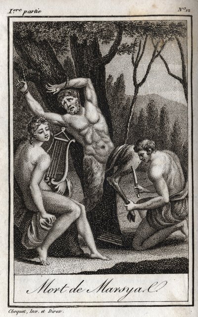 Le châtiment ou la mort de Marsyas (Le Châtiment de Marsyas) puni pour avoir défié Apollon à la lyre et écorché par l
