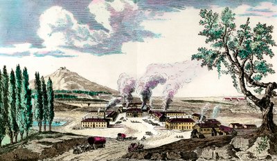 La fonderie royale au Creusot (Saône-et-Loire) en 1787. Elle fabriquait entre autres l