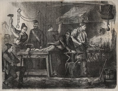 Le transfert au bagne de Toulon au XIXe siècle. Gravure dans "Histoire des bagnes depuis leur création à nos jours" (1877) par Pierre Zaccone (1817-1895). Collection privée. - Anonymous Anonymous