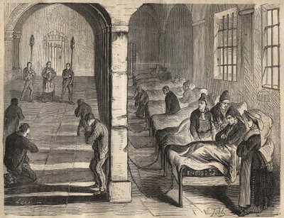 Le viatique au bagne de Toulon au XIXe siècle. Gravure dans "Histoire des bagnes depuis leur création à nos jours" (1877) par Pierre Zaccone (1817-1895). Collection privée. - Anonymous Anonymous