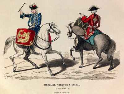 Timbalier et tambour à cheval sous le règne de Louis XIV au 17e siècle - collection privée - Anonymous Anonymous
