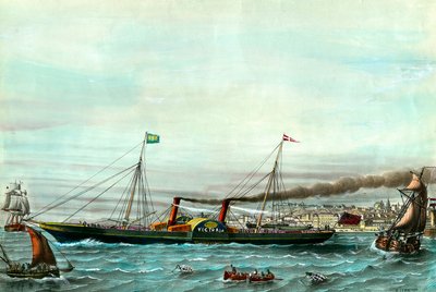 Navire à roue La Victoria servant entre Boulogne-sur-Mer et Folkestone. Gravure du 19e siècle. Collection privée - Anonymous Anonymous