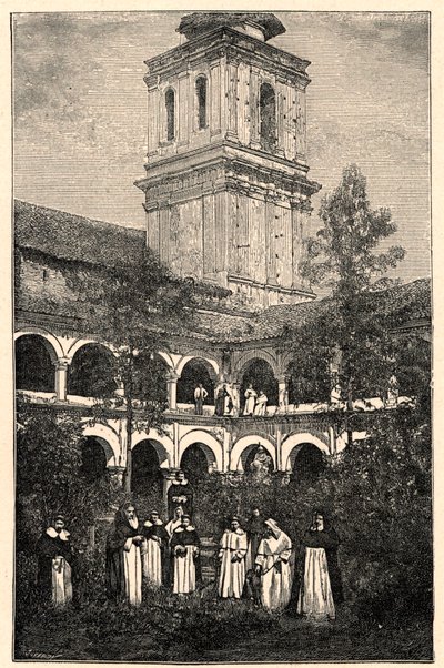 Vue du couvent dominicain à Quito, Équateur. Gravure dans "Les Missions Catholiques au XIXe Siècle" par Louis-Eugène Louvet. Collection privée. - Anonymous Anonymous