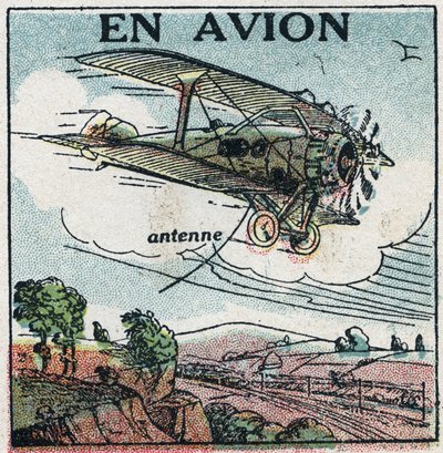 Téléphonie sans fil : par avion. Illustration anonyme de 1925. Collection privée. - Anonymous Anonymous