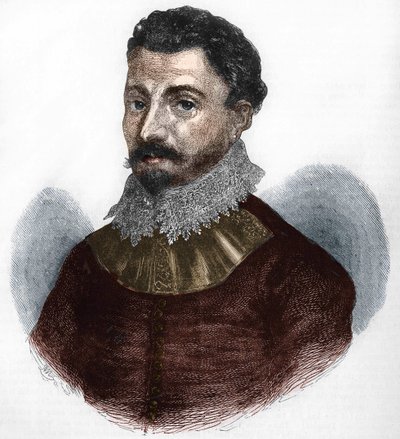Portrait de Sir Francis Drake. Navigateur et corsaire anglais (né à Tavistock, Devonshire, vers 1540, mort au large de Portobelo, Panama) - Anonymous Anonymous