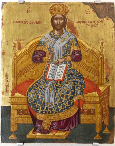 Christ en trône, Sauveur du monde, 18e siècle - Anonymous Russian icon painter