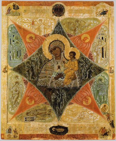 Mère de Dieu du Buisson Ardent, 16ème siècle - Anonymous Russian icon painter