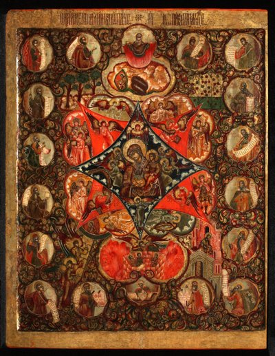 Mère de Dieu du Buisson Ardent, 17ème siècle - Anonymous Russian icon painter