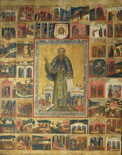 Saint Cyrille du Lac Blanc avec des scènes de sa vie, 17e siècle - Anonymous Russian icon painter