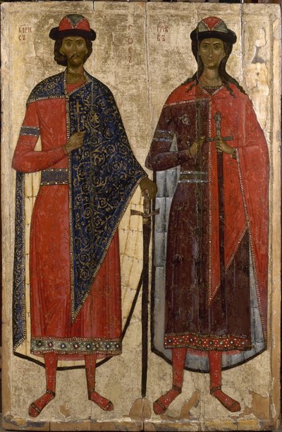 Saints Boris et Gleb, milieu du 14ème siècle - Anonymous Russian icon painter