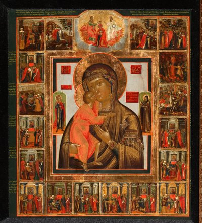 La Mère de Dieu Feodorovskaya avec les merveilles, milieu du 19e siècle - Anonymous Russian icon painter