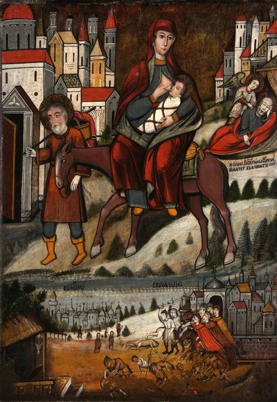 La fuite en Égypte, début 17e siècle - Anonymous Russian icon painter