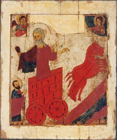 Le Prophète Élie et le Char de Feu, 13ème siècle - Anonymous Russian icon painter