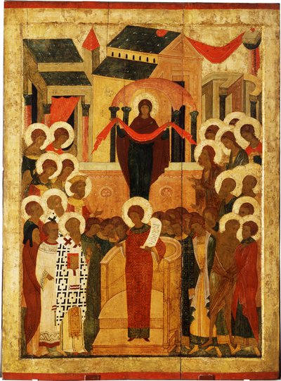 La protection de la Mère de Dieu Pokrov, seconde moitié du 15e siècle - Anonymous Russian icon painter