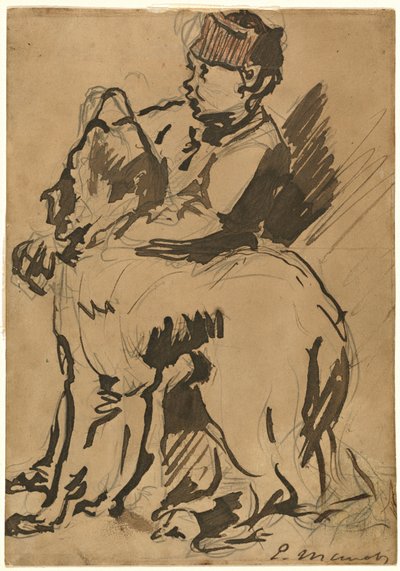 Un garçon tenant son chien - Anonymous artist after Edouard Manet