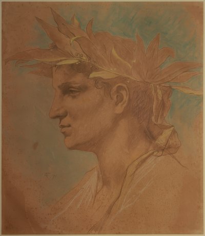 Tête masculine couronnée de laurier - Anselm Feuerbach