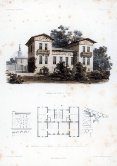 Conception pour une maison de campagne à Moabit, près de Berlin, Allemagne, vers 1850 - Anst von W Loeillot