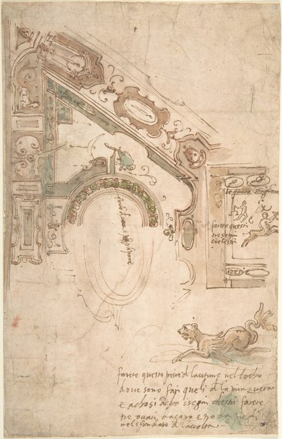 Plan de quart pour un plafond voûté, ca. 1561 - Antenore Ridolfi