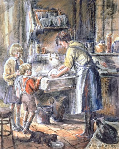 Aider à faire la vaisselle, 1975 - Anthea Durose