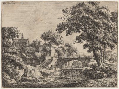 Un pont en bois et un pont en pierre - Anthonie Waterloo