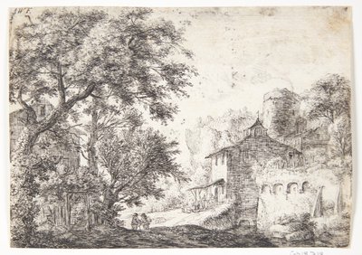 Mur de la ville avec une auberge - Anthonie Waterloo