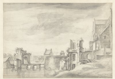 Vue de ruines au bord d