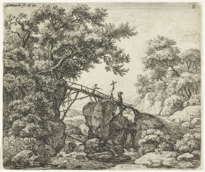 Berger sur un pont incliné (Paysages avec promeneurs) - Anthonie Waterloo