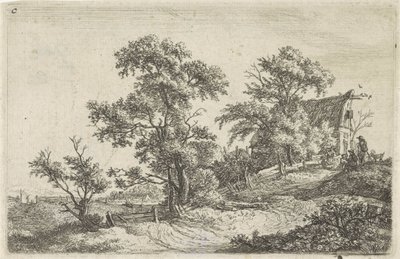 Maison sur un chemin sur une colline - Anthonie Waterloo