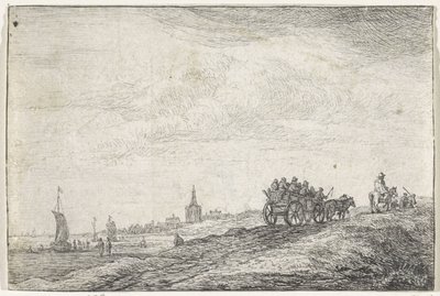 Ligne de côte avec cheval et chariot - Anthonie Waterloo